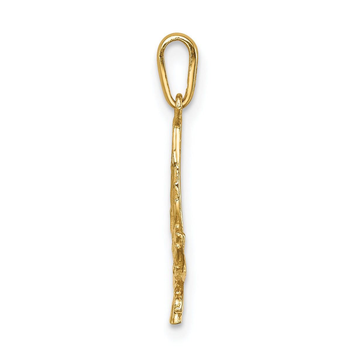 14K Diamond-Cut Leaf Pendant-C4645