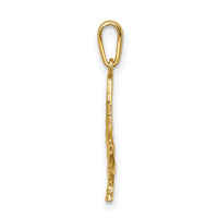 14K Diamond-Cut Leaf Pendant-C4645