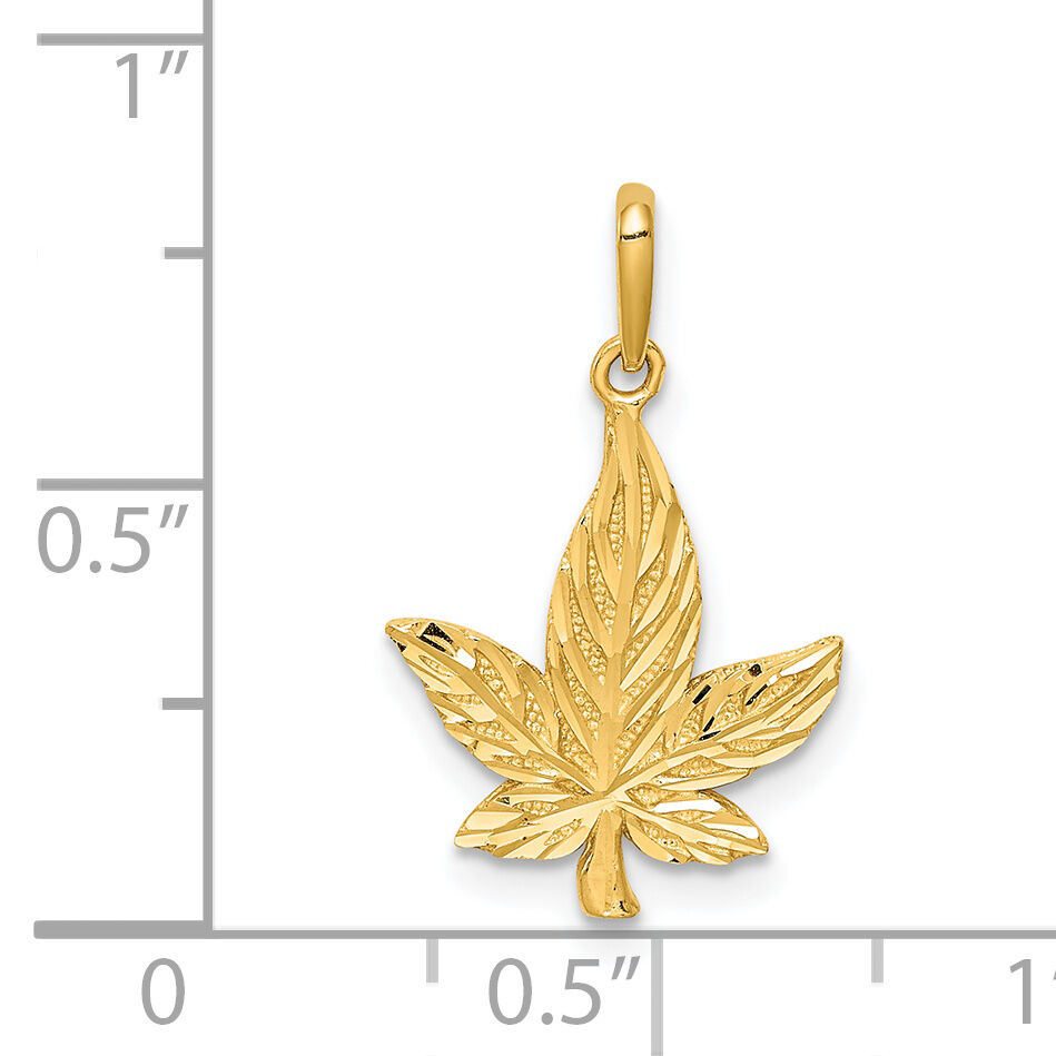 14K Diamond-Cut Leaf Pendant-C4645