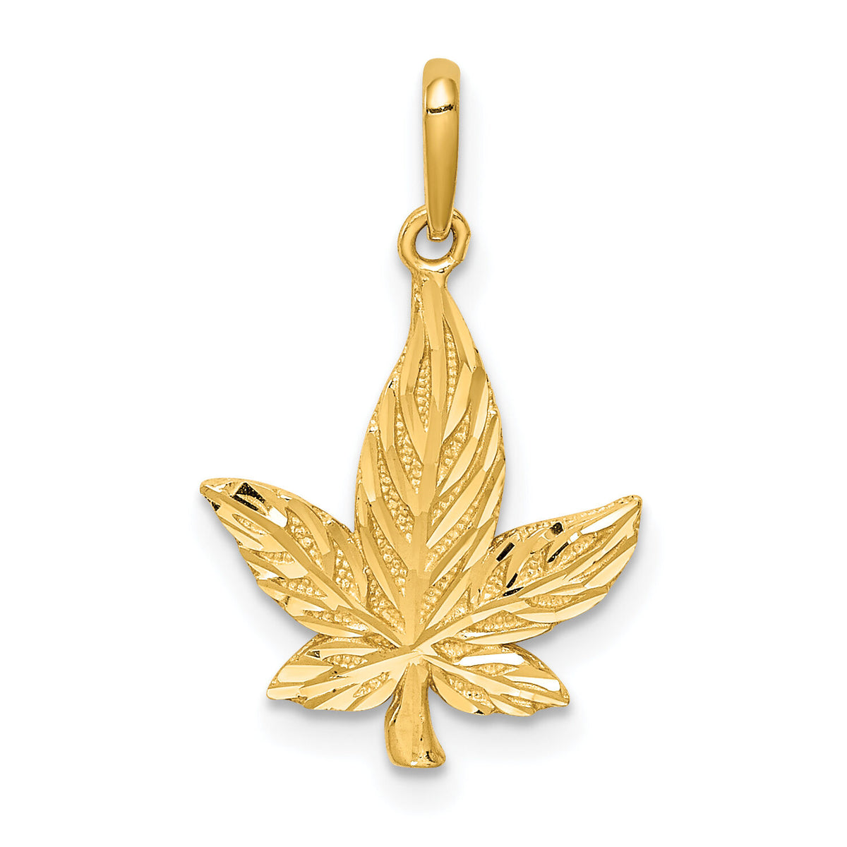 14K Diamond-Cut Leaf Pendant-C4645