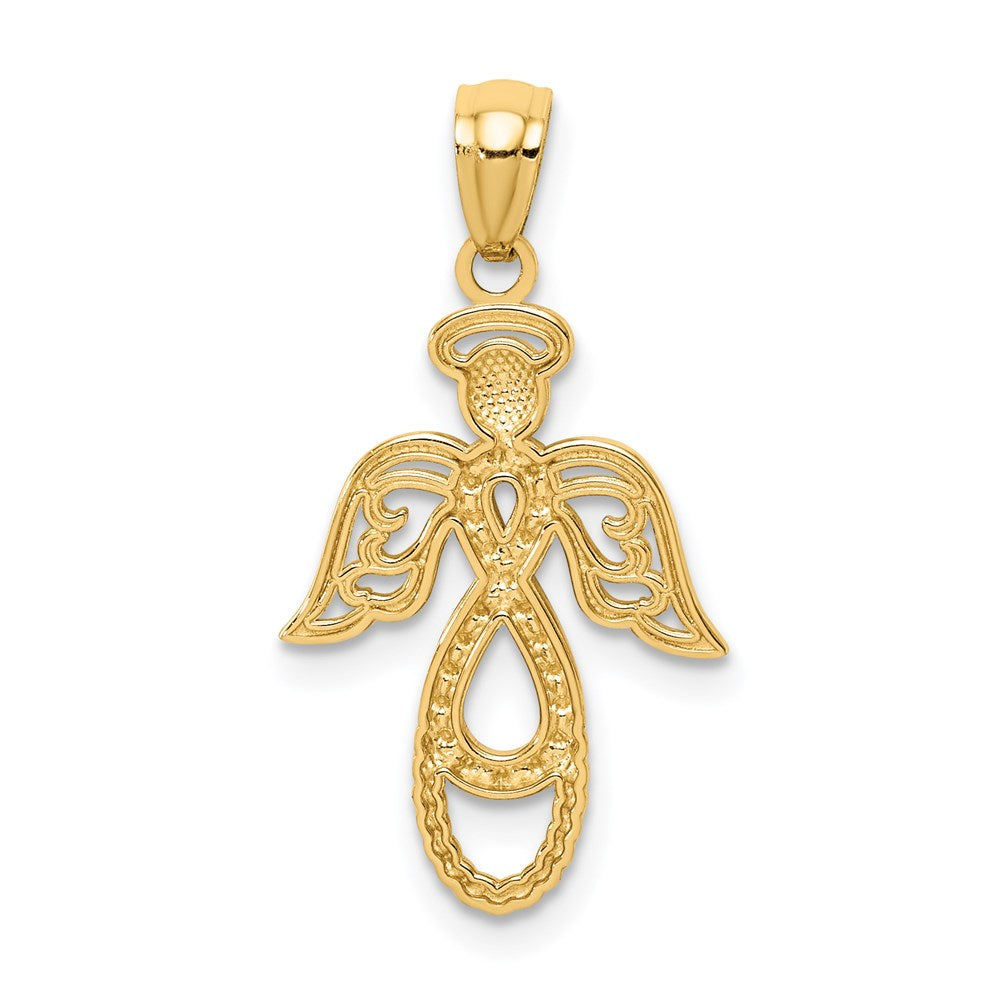 14K W/Rhodium Infinity Angel Pendant-C4647