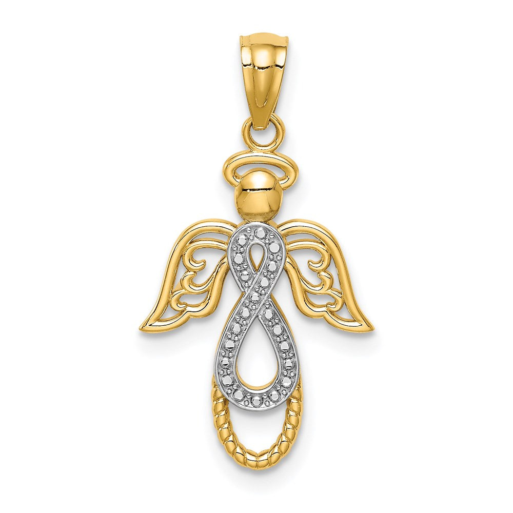 14K W/Rhodium Infinity Angel Pendant-C4647