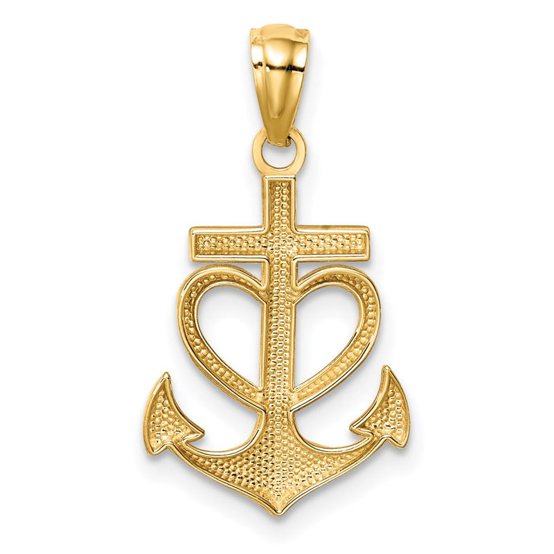 14K Anchor with Heart Pendant-C4648