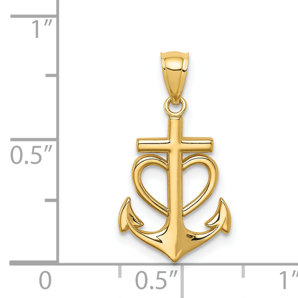14K Anchor with Heart Pendant-C4648
