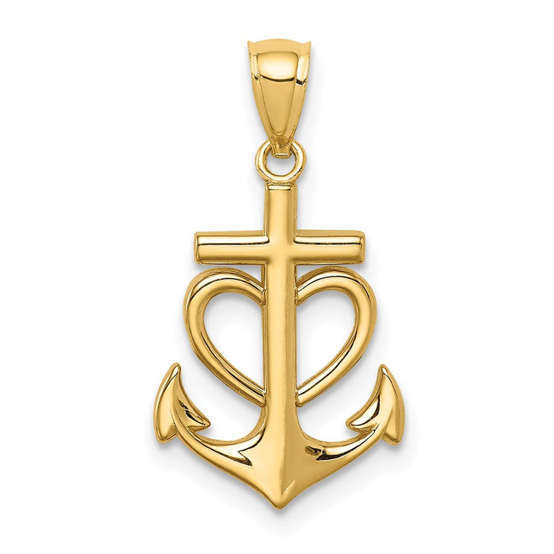 14K Anchor with Heart Pendant-C4648