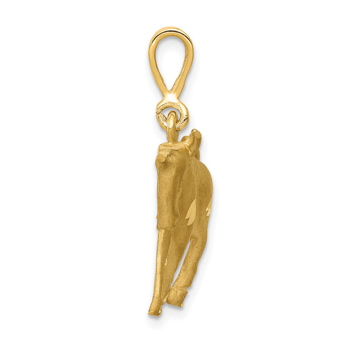 14k Satin Diamond-cut Taurus Zodiac Charm-C465