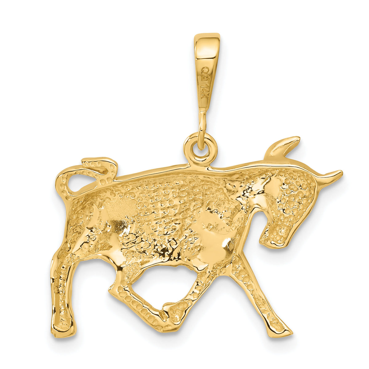 14k Satin Diamond-cut Taurus Zodiac Charm-C465