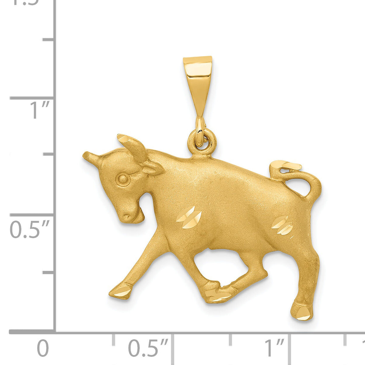 14k Satin Diamond-cut Taurus Zodiac Charm-C465
