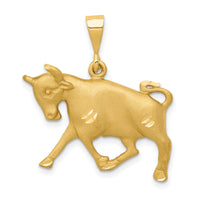 14k Satin Diamond-cut Taurus Zodiac Charm-C465