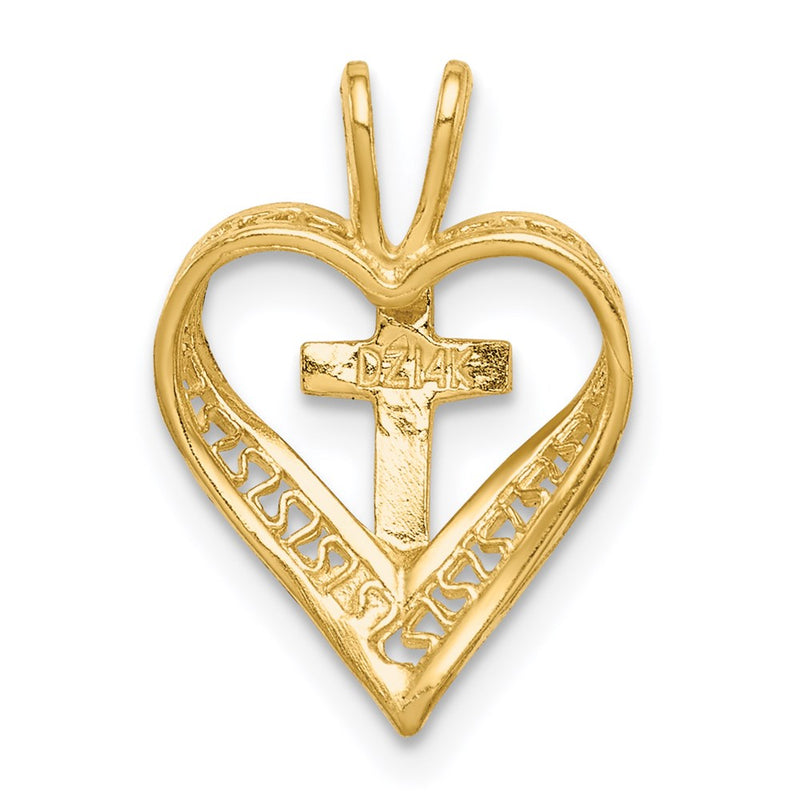 14K D/C Heart w/Cross Chain Slide-C4655