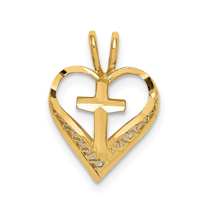 14K D/C Heart w/Cross Chain Slide-C4655