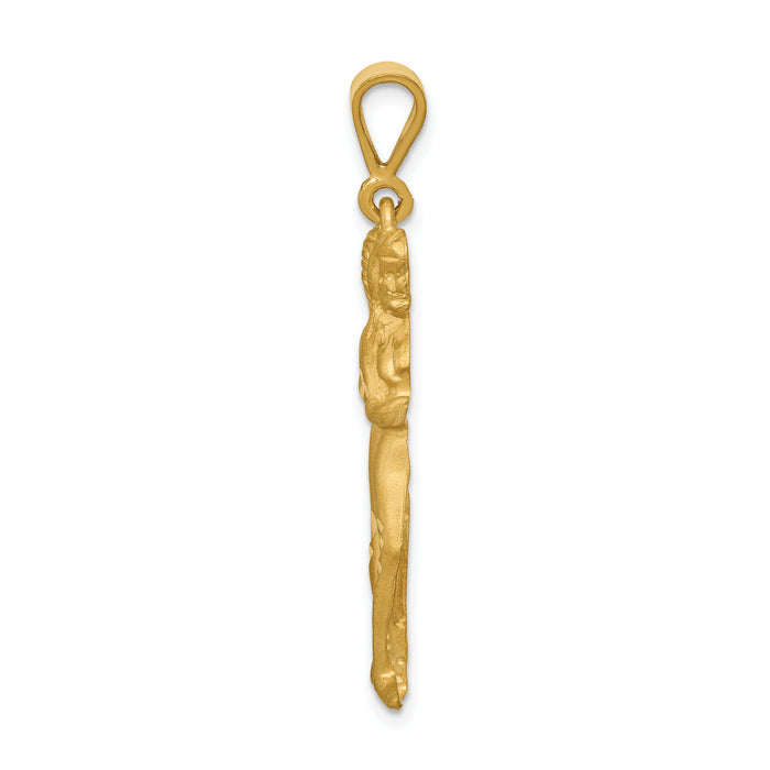 14k Satin Diamond-cut Gemini Zodiac Charm-C466