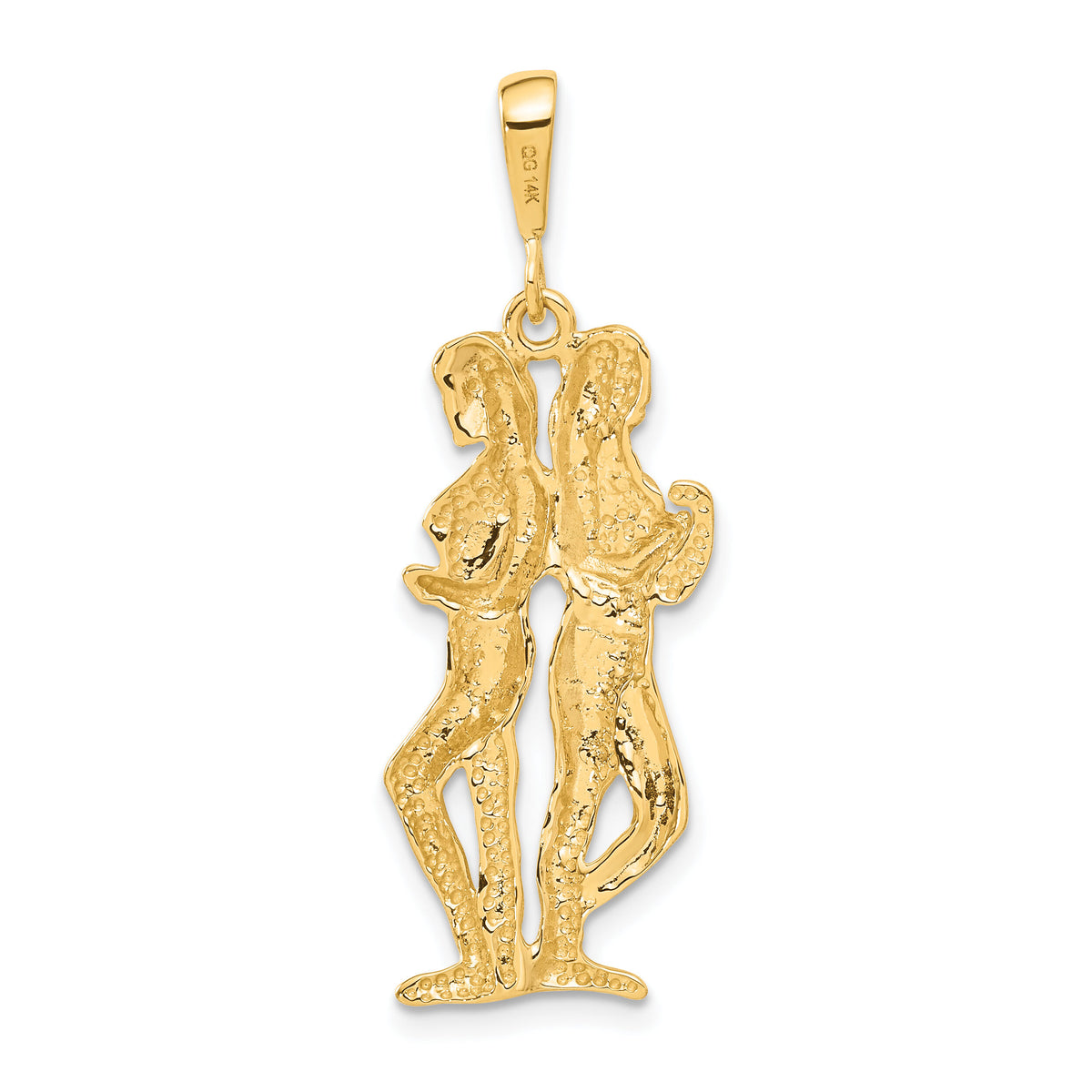 14k Satin Diamond-cut Gemini Zodiac Charm-C466