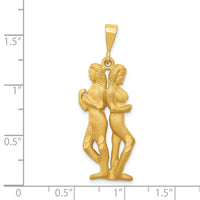 14k Satin Diamond-cut Gemini Zodiac Charm-C466