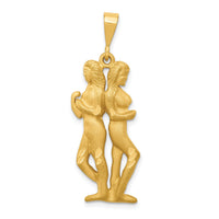 14k Satin Diamond-cut Gemini Zodiac Charm-C466