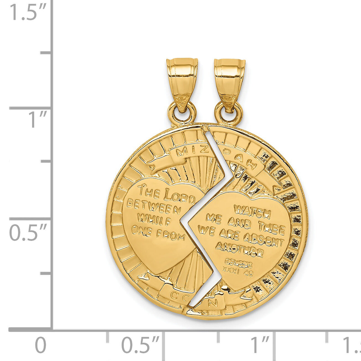 14K Break-apart Mizpah Pendant-C4661