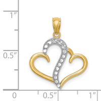 14K and White Rhodium Polished Double Heart Pendant-C4667