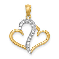 14K and White Rhodium Polished Double Heart Pendant-C4667