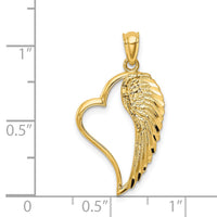 14K Polished Heart and Wing Pendant-C4668