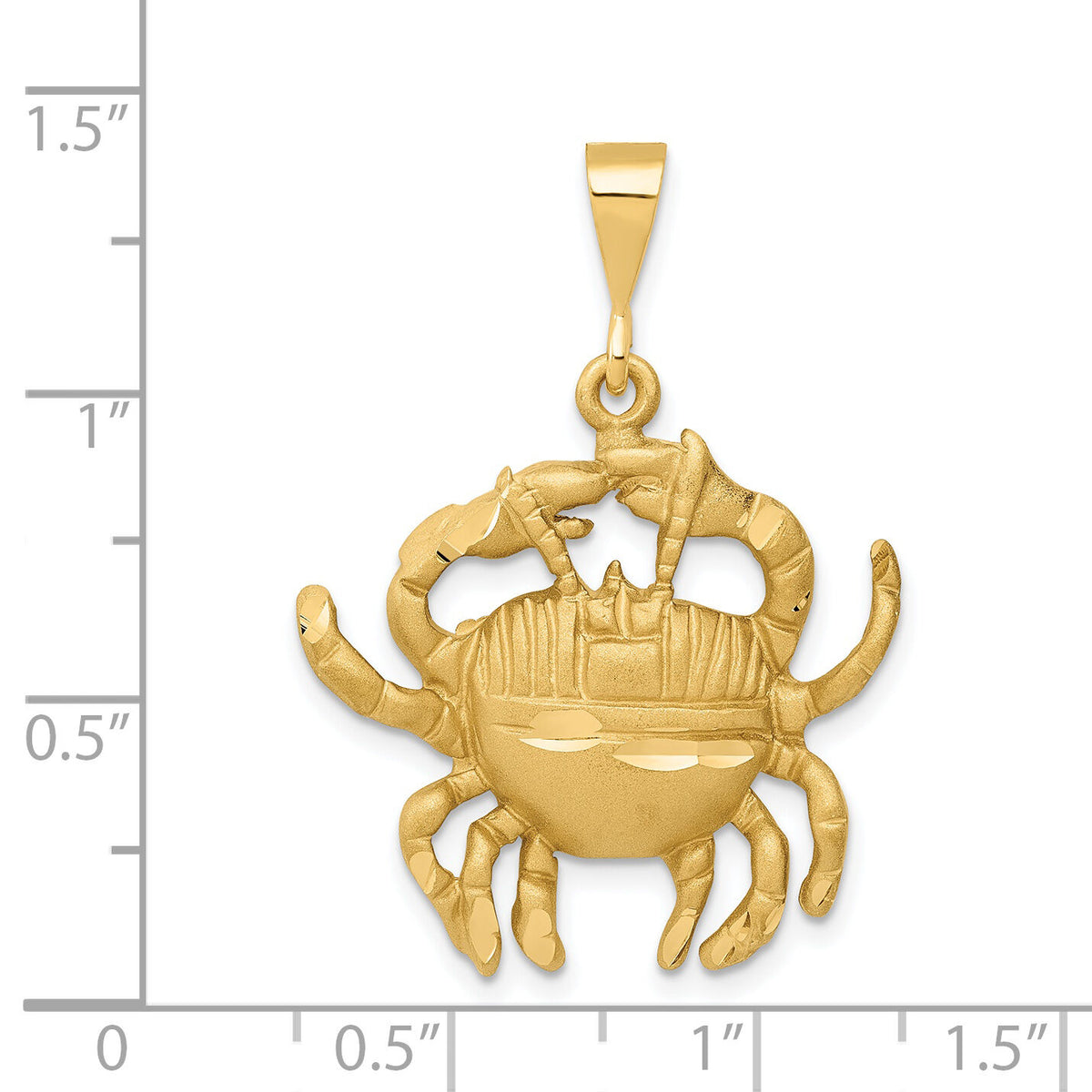 14k Satin Diamond-cut Cancer Zodiac Charm-C467