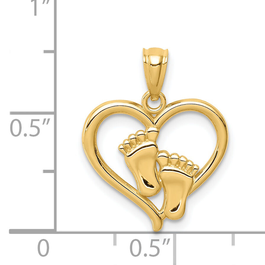 14K Baby Feet in a Heart Pendant-C4671