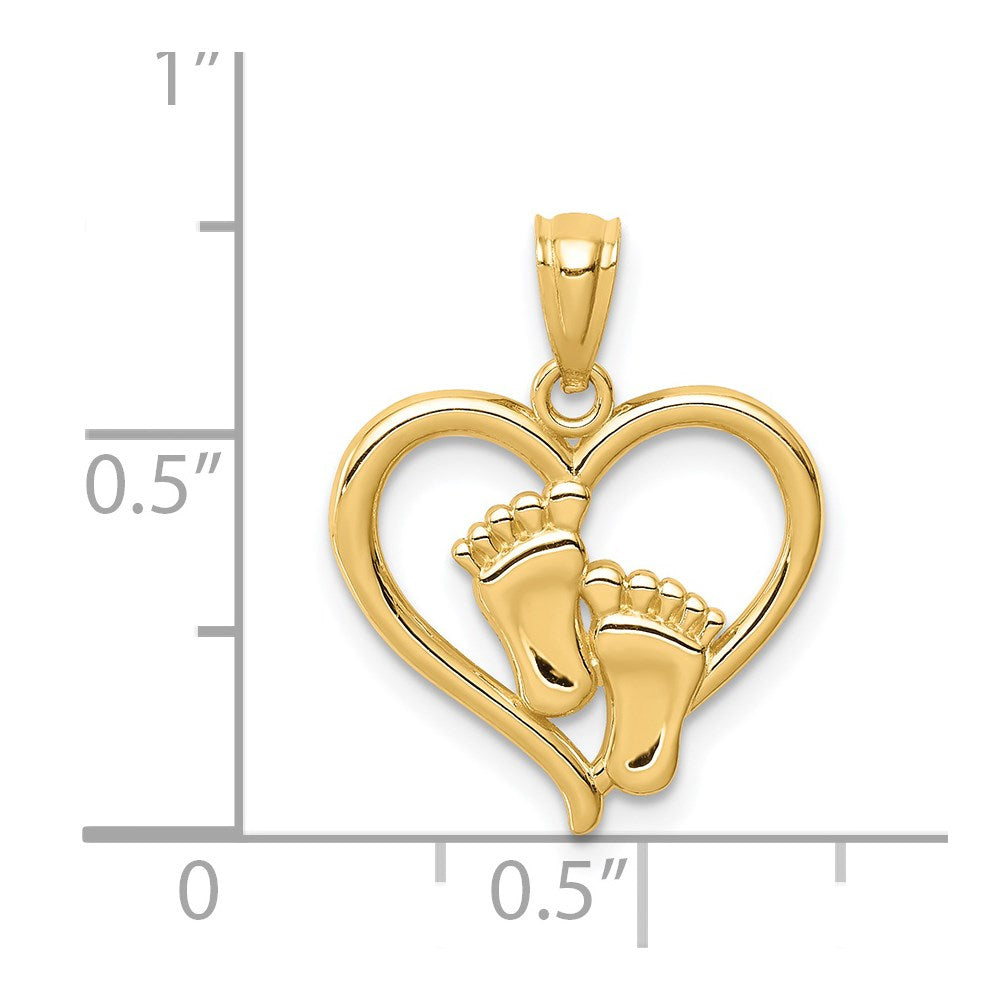 14K Baby Feet in a Heart Pendant-C4671