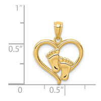 14K Baby Feet in a Heart Pendant-C4671