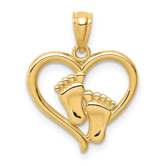14K Baby Feet in a Heart Pendant-C4671