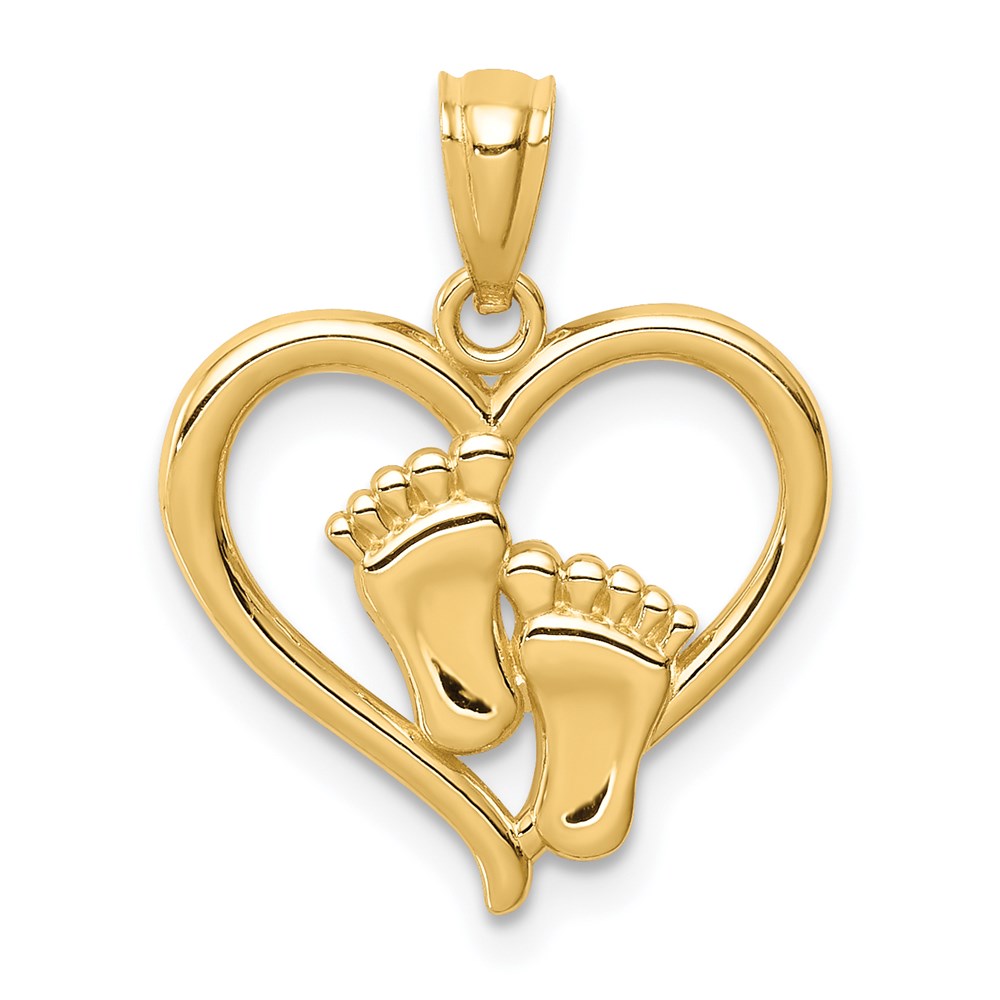 14K Baby Feet in a Heart Pendant-C4671