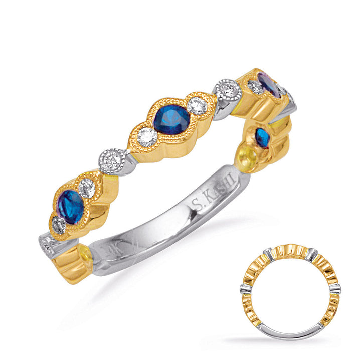 Yellow & White Gold Sapp & Diamond Band