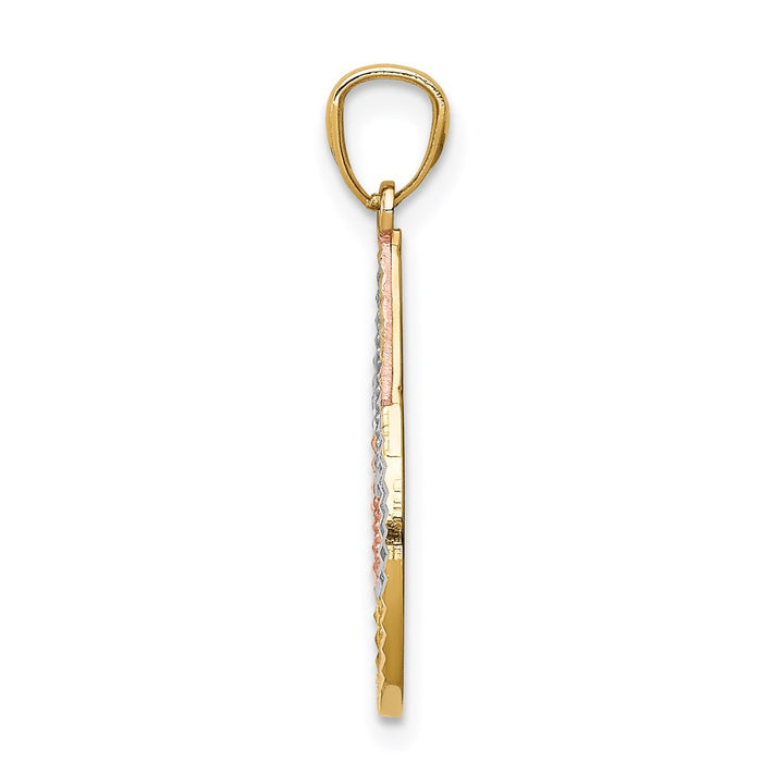 14K Two-tone with White Rhodium D/C Teardrop Pendant-C4679