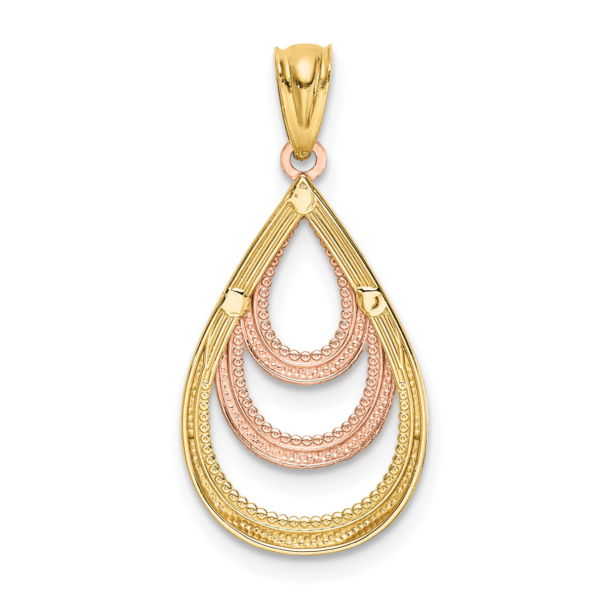 14K Two-tone with White Rhodium D/C Teardrop Pendant-C4679