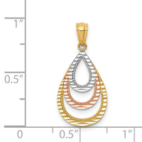 14K Two-tone with White Rhodium D/C Teardrop Pendant-C4679