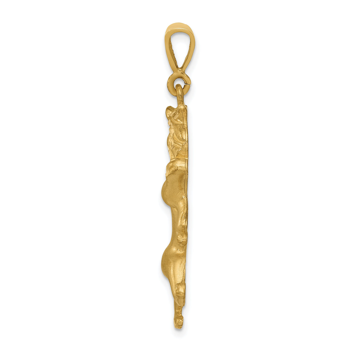 14k Satin Diamond-cut Leo Zodiac Charm-C468