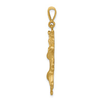 14k Satin Diamond-cut Leo Zodiac Charm-C468