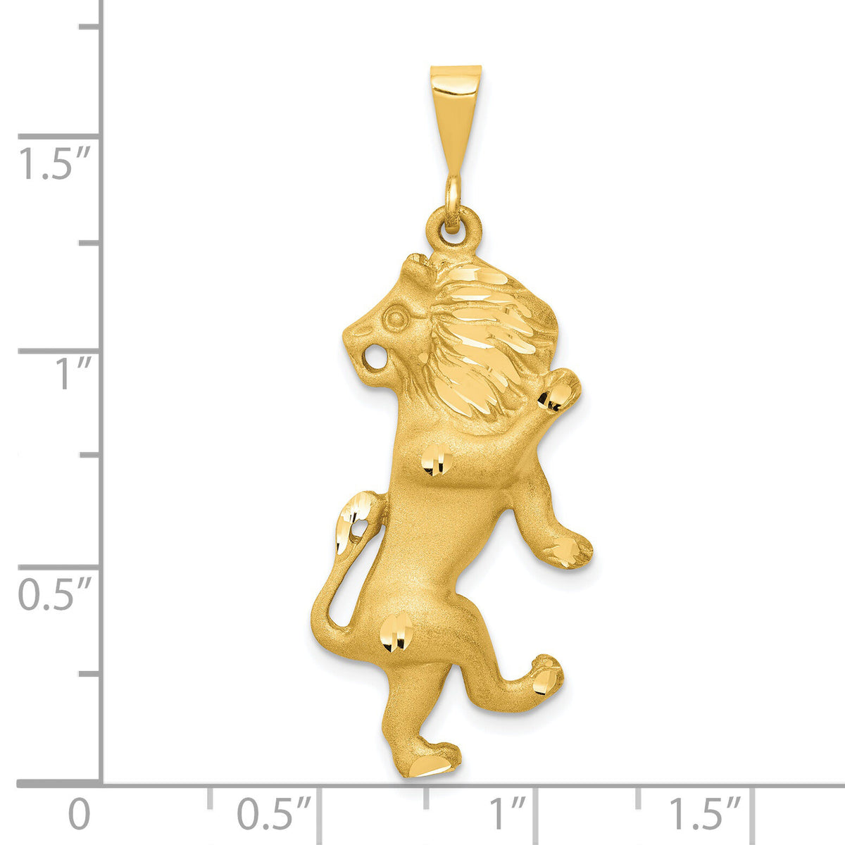 14k Satin Diamond-cut Leo Zodiac Charm-C468