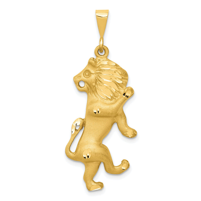 14k Satin Diamond-cut Leo Zodiac Charm-C468
