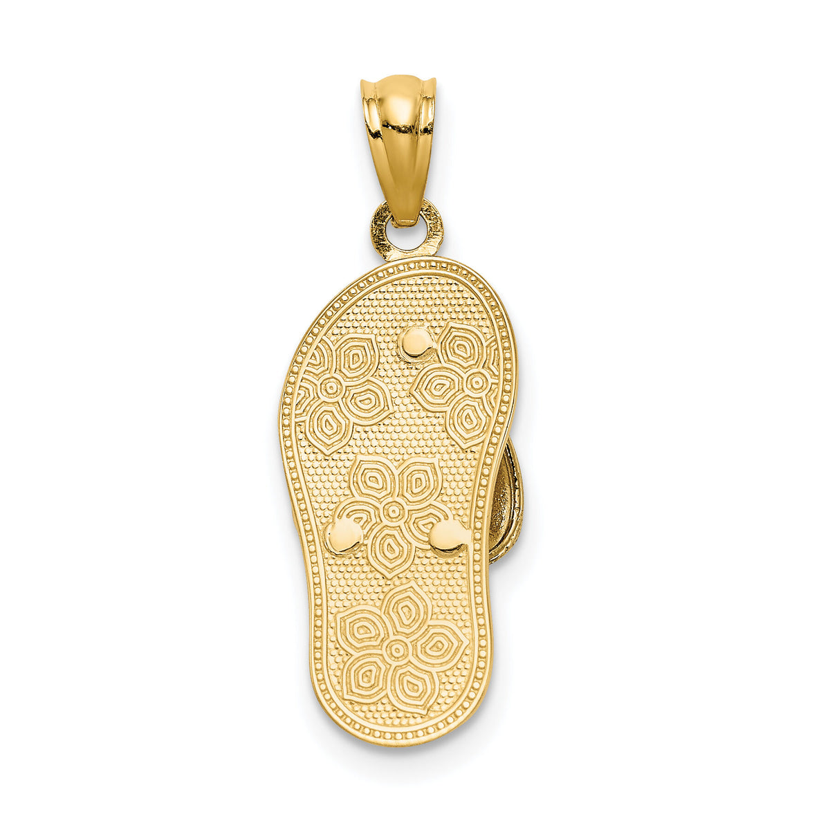 14K Tri Color Plumeria Sandal Pendant-C4683