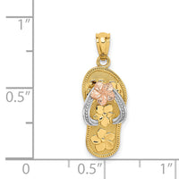 14K Tri Color Plumeria Sandal Pendant-C4683