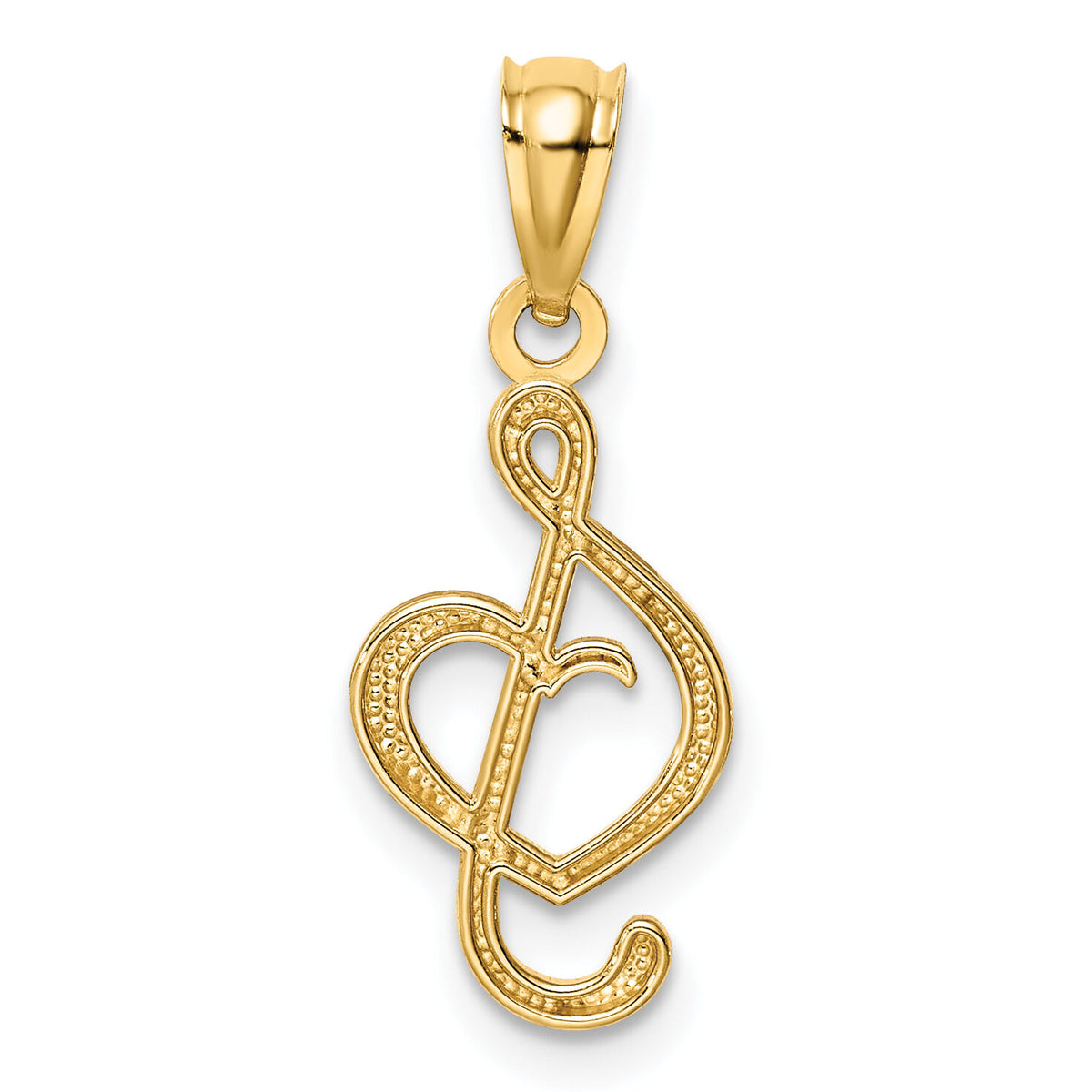 14K Treble Clef With Heart Pendant-C4685