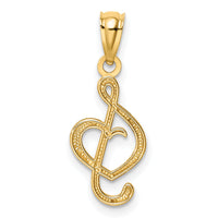 14K Treble Clef With Heart Pendant-C4685
