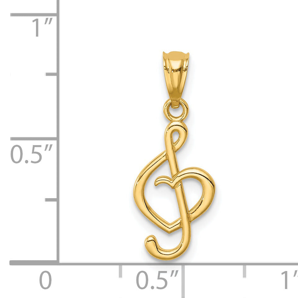 14K Treble Clef With Heart Pendant-C4685