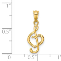 14K Treble Clef With Heart Pendant-C4685