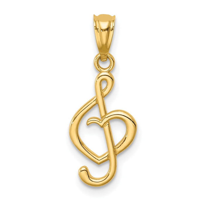 14K Treble Clef With Heart Pendant-C4685