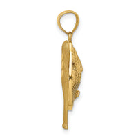 14K D/C White Rhodium Baseball Bat Glove Ball Pendant-C4687