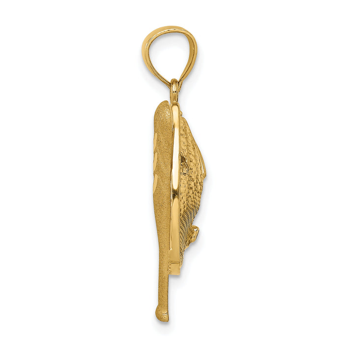 14K D/C White Rhodium Baseball Bat Glove Ball Pendant-C4687
