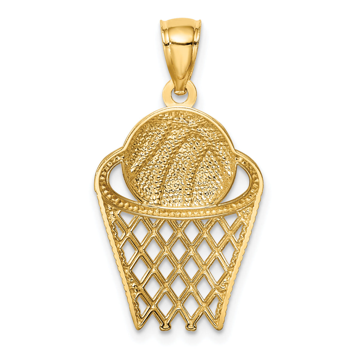 14K Basketball in Hoop Pendant-C4688