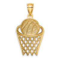 14K Basketball in Hoop Pendant-C4688