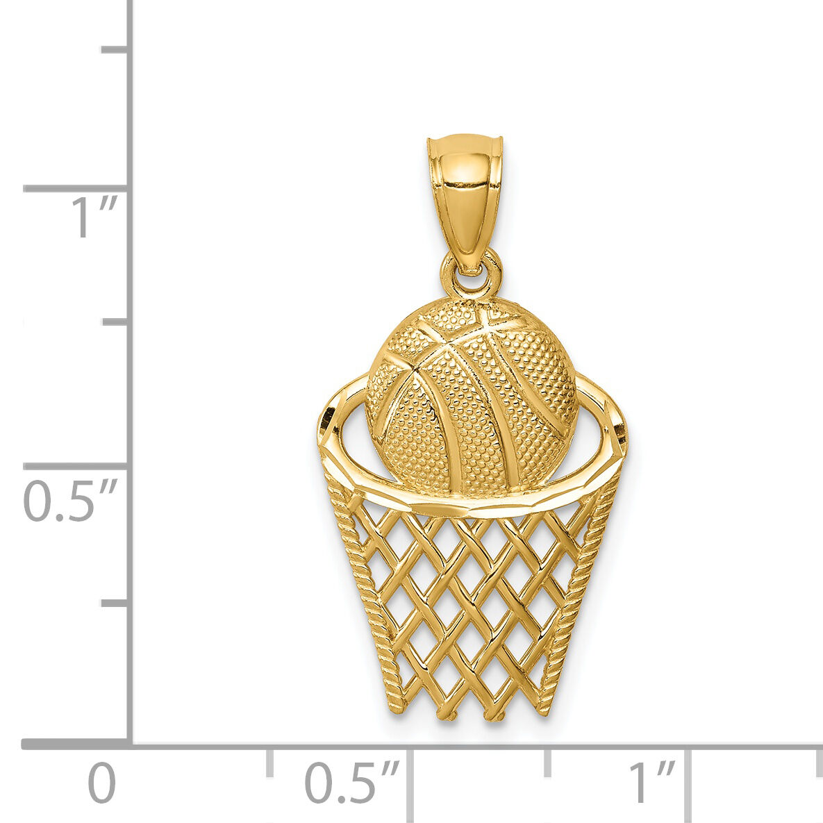 14K Basketball in Hoop Pendant-C4688