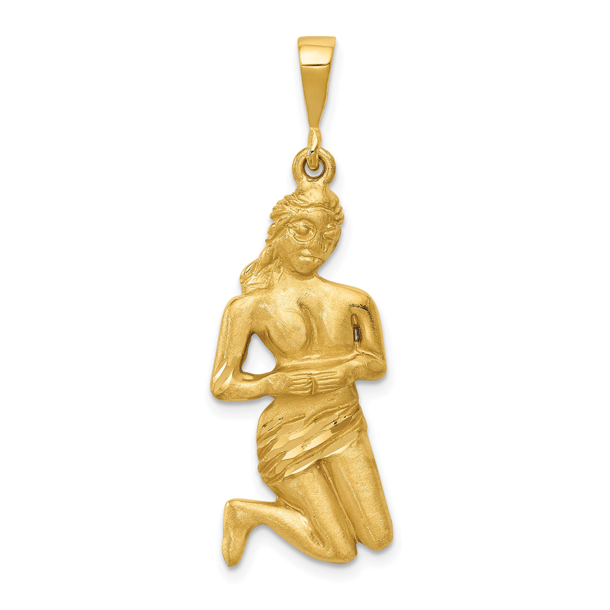 14k Satin Diamond-cut Virgo Zodiac Charm-C469